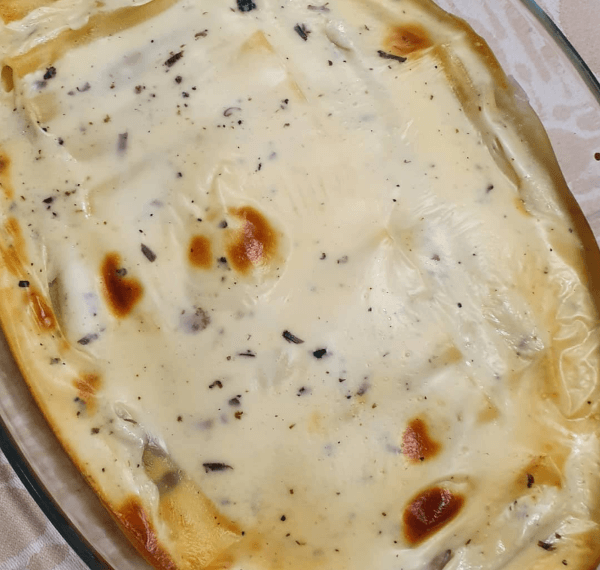 Canelones de setas con bechamel de trufa