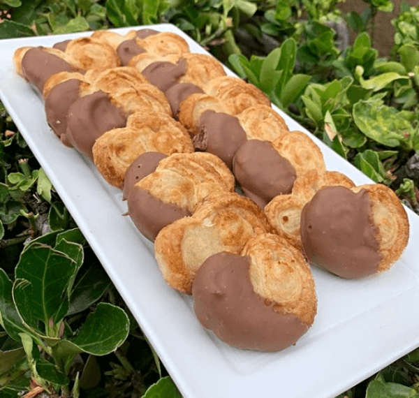 Palmeritas con chocolate praliné